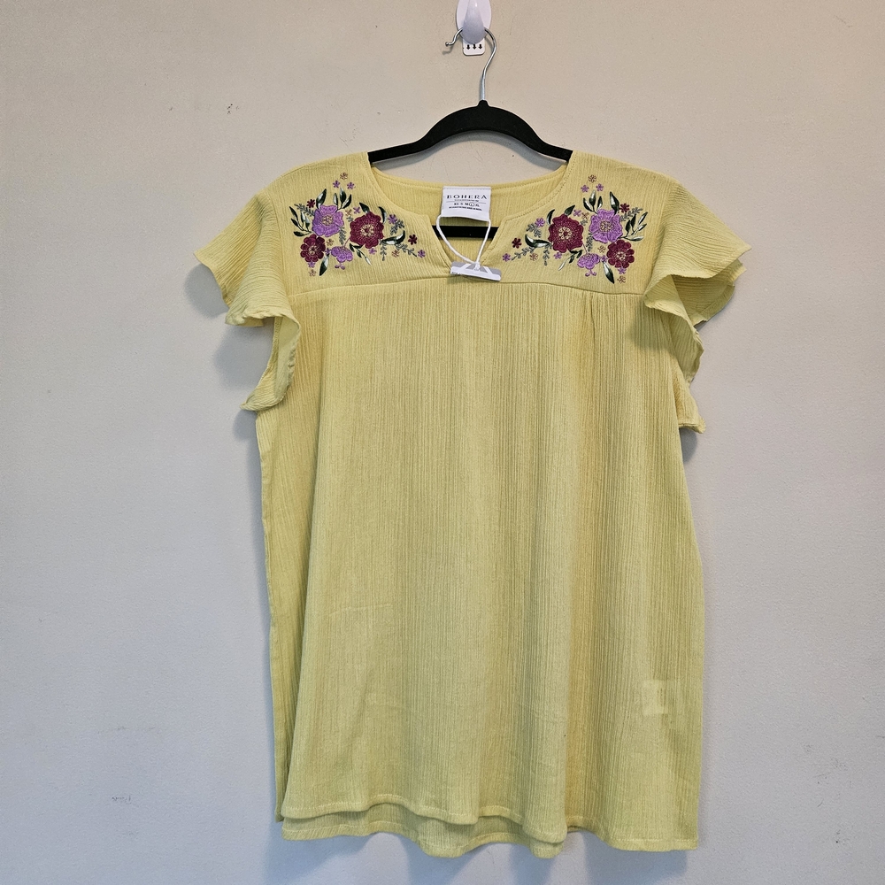 Bohera Top Blouse NWT Women's Sz L Designed in Italy Made in India Embroidery
